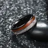 Wedding Rings Fashion 8mm Vking Arrow Stainless Steel Inlay Koa Wood Meteorite Sticker Promise For Men Women Band Jewelry