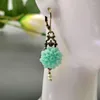 Pendientes colgantes de Moda 2023, gota de flor verde en racimo para mujer, joyería marroquí, pendiente colgante de perla de Color dorado antiguo