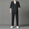 Men's Tracksuits Korean Sunscreen Summer Thin Breathable Middle Aged Dad Outdoor Running Jacket Ice Silk Leisure Sports Suit Quick Drying