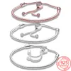 925 Silver Glitter Pavi Star and Heart Sliding Buckle Bracelet DIY Pandora Women's Bracelet Gift Production Free Delivery