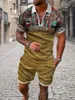 Herren-Trainingsanzüge, Sommer, einfacher Retro-Stil, kurzärmeliges Poloshirt, Strand-Shorts, 2-teilige Sets, Trainingsanzug, 3D-gedruckter lässiger Sportanzug 230707