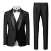 Garnitury męskie Blazers Mężczyźni Mariage Color Block Collar Kurtka Spodnie Kamizelka Mężczyzna Business Casual Płaszcz Kamizelka Spodnie 3 Sztuk Zestaw 230707