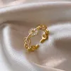 Eheringe Luxus Weibliche Kleine Gelbgold Farbe Ring Unregelmäßig Einstellbar Für Frauen Versprechen Trendy Offene Verlobung