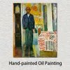Arte figurativo abstracto sobre lienzo, autorretrato entre el reloj y la cama, pintura al óleo hecha a mano de Edvard Munch, decoración moderna