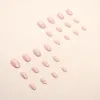Kunstnagels Glitter Roze Nep Druk op Korte Franse Set Pailletten Leuke Nail Art Herbruikbare Acryl Volledige Cover Tips Met Lijm