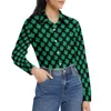 Blusas Femininas Verde Shamrock Blusa Manga Comprida Dia de São Patrício Vintage Feminino Moda de Rua Camisa Grande Presente de Aniversário