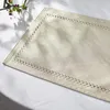 Table Mats Western Dining Linen Mat Hollow Anti Slip Isolation Cotton Solid Fabric Runner