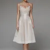 Robes Décontractées Femmes Une Ligne Dentelle Appliques Longues De Mariage En Mousseline De Soie Boho Robes De Mariée Avec Split Dos Nu Brodé Robe De Soirée Formelle