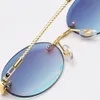 Sunglasses Peekaboo retro oval sunglasses rimless man blue mirror gold metal male glasses round frameless women high quality gift items 230707