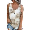 Women's T Shirts Summer Sleeveless Casual Printed O Neck Button Up T-Shirts Dressy Fit Slim Tunic Ladies Fashion Woman Blouse 2023