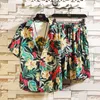 Men's Tracksuits 2 Pieces Set Hawaiian Shirts Beach Shorts Mens Casual Streetwear Summer 12 Floral Print Loose Short Sleeve Holiday Suits 230707