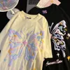 Damen-T-Shirt, lila, schäumender Schmetterling, Grafik-T-Shirts, Hip-Hop, lustig, Y2K-Top, übergroß, lässig, kurzärmelig, Sommer-T-Shirt, koreanische Mode, Paare 230707