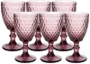 Taças de vinho 10 onças Taça de vidro colorido com haste 300 ml Vintage padrão em relevo Romântico Drinkware para festa de casamento FY5509 JY20