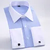 Herrskjortor Klassiska franska manschettknappar Skjorta Märke Formell For Men Långärmad Camisa Masculina 230707