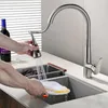 Rubinetti da cucina Nichel spazzolato monocomando estraibile Miscelatore acqua girevole a 360 gradi