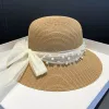 İlkbahar Yaz Moda Bow Western Wide Brim Hat Ladies Güneş Koruma Hip Şapkası Açık Mekan Plajı Seyahat Kapağı Kadınlar için