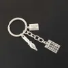 1pc Yeni Öğretmenler Günü Cetvel Kalem Keychain Öğrenci Aşk Kalp Şık Kırmızı Apple Keyring S Hool Party Şükran Günü Hediye Araba Anahtarlık