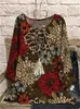 Camiseta Retro elegante de manga larga para mujer, jersey ajustado con estampado de flores, para todos los días, otoño e invierno, 2022