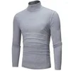 Herrkostymer NO.2 A1145 Enfärgad turtleneck T-shirt för män Höst Vår Casual Långärmad Basic Bottoming Shirt