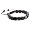 Strand Ankomst Natursten fatformad CZ Pave Ball Beads Rep Macrame Armband Dam Smycken