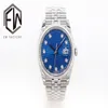 A fábrica EW produz o relógio masculino 3235, movimento mecânico Log type 36mmX11.7mm topo gelo azul luminoso aço fino 904L