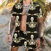 Survêtements pour hommes de haute qualité été hommes hawaïens ensembles imprimé léopard à manches courtes bouton chemise shorts de plage vacances hommes deux pièces costume cardigan 230707