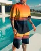 Chándales de los hombres Conjunto de hombres de verano 3D Playa Cocoteros Camisetas para hombre Ropa deportiva Camiseta de manga corta informal Pantalones cortos Conjuntos de camisetas masculinas de 2 piezas 230707