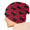 Bérets Scottish Terrier Plaid Tartan Skullies Bonnets Cap Hiver Chaud Femmes Hommes Tricot Chapeau Unisexe Adulte De Luxe Scottie Chien Bonnet