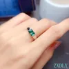 Anelli a grappolo Anello in moissanite verde stile Est per gioielli da donna Rettangolo Gemma Fidanzamento Argento 925 Regalo di nozze di compleanno