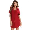 Vêtements de nuit pour femmes femme chemise en coton chemise de nuit Cardigan robe de nuit Sexy nuisette T-shirt sommeil boutonné chemises de nuit chemises de nuit