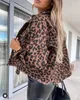 Damjackor Jacka för kvinna Höst Leopardmönstrad Demin Coat 230707