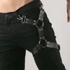 Gürtel Gay Ledergürtel Beingeschirr mit verstellbarem Riemenhaken Dessous Punk Rave Gothic Body Bondage Kleidung Sexueller Mann
