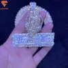 Acceptera anpassade produktsmycken Hip Hop Rap VVS Moissanite Iced Out Large Disc Pendant 3D Letters Pendant