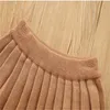 Winter Kinder Mädchen Kleidung Set Mädchen Baby Gestreifte Strickjacke Pullover Mantel jacke Falten Rock Zwei-stück Anzug Bogen Kinder kleidung