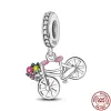 For pandora charm 925 silver beads charms Bracelet Bouquet Flowers Butterfly Blue Space Travel charm set