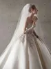 Elegante Brautkleider aus Satin mit Applikationen, trägerlos, mit Pailletten, Luxus-Braut-Ballkleider, Übergröße, Vintage-Hochzeits-Partykleid, individuell