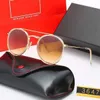 2023 Diseñador de la marca Gafas de sol polarizadas redondas clásicas Gafas de conducción Gafas de montura dorada de metal Hombres Mujeres Gafas de sol Lente de vidrio Polaroid Con caja 6NSUB