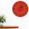 Horloges murales ethnique fleur rouge décorative horloge ronde chiffres arabes Design non tic-tac grand pour chambres salle de bain