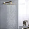 Bathroom Shower Heads Brushed Gold Rainfall Head Stainless Steel 8/10/12/16 Inch Top With Wall Ceiling Mounted Arm H1209 Drop Delive Dhbcu