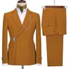 Kostymer för män Blazers Skräddarsydda Svart Slim Suit Fit Dubbelknäppt 2-delad Formell Bröllop Groomsman Blazer ByxorJacketPant 230707