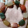 Strand Women Natural Colorful Bracelet Agate Beads Elástico Frisado Bangle Jóias Acessórios Jades Pedra Pulseiras Presentes Para Senhoras