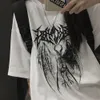 Herr-T-shirts Svart Demon Punk Gothic Anime-tryck Kläder Streetwear Toppar T-shirt Harajuku Y2K Topp Oversized T-shirt Retro Koreansk stil 230317 OIO6