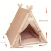 Pet Tent Kennel Massief Houten Kat Indoor Tent Draagbare Hondenhuis Hond Tipi Tent Schattige Puppy Huis Met Comfort Kussen