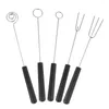 Учебные посуды наборы 5 ПК Spoon Set Set Kebab Fork нержавеющая сталь маленькие инструменты кухонные гаджет шоколад