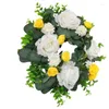 Flores decorativas para primavera verão decoração de casa flor artificial guirlanda feito à mão eucalipto lisimaquia rosa branca bola crisântemo pequeno