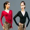 Sahne Giyim Uzun Kollu Bandaj Latin Dans Üstleri Kadın Standart Danslar Kadın Giysileri İnce Fit Giyim Kız Yarışması Sold Renk T-Shirt