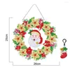 Decorative Flowers Christmas Wreath Diamond-Painting Kits DIY Diamond Art Painting Garland With LED Light Rhinestone Crafts Kit For Adults