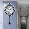 벽 시계 독특한 석영 시계 우아한 복고풍 아크릴 투명 진자 로마 숫자 Horloge Murale House Decor Zegar