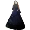 Svarta gotiska bröllopsklänningar med hög hals och långa utsvängda ärmar Golvlängd spets och satin Vintage medeltida brudklänningar specialtillverkade