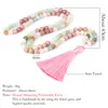 Collier Boucles D'oreilles Ensemble OAIITE 8mm Rhodochrosite Amazonite Perles Mala Pierre Naturelle Colliers Prière Bracelet Paisible Coeur Bijoux